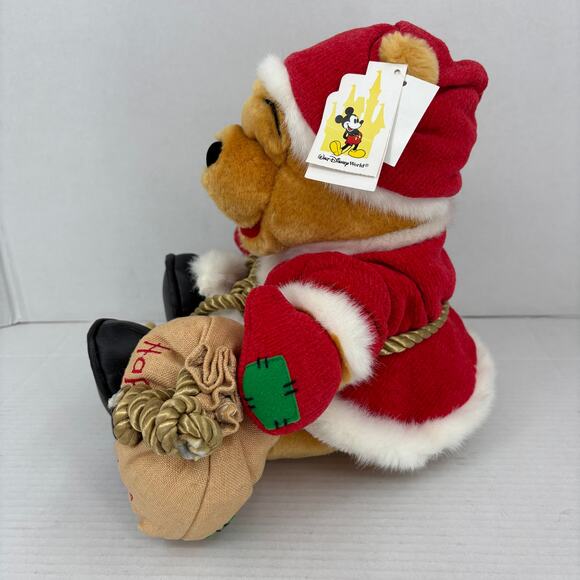 Disney World Winnie Pooh Bear Plush Santa Claus Lantern Happy Holidays Bag 13" - Picture 3 of 11